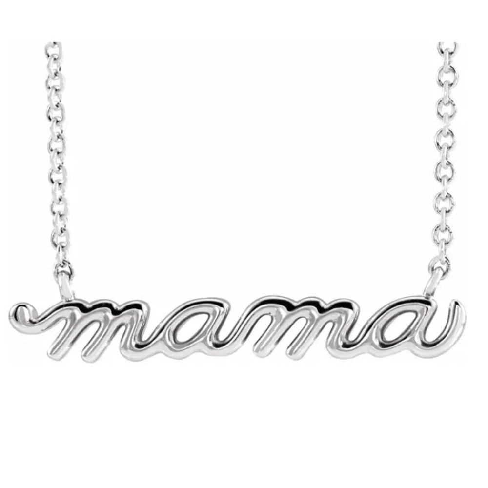 ❤️ Mama! 💝 Mother’s Day 14K White Gold Petite Mama Script 18" Necklace